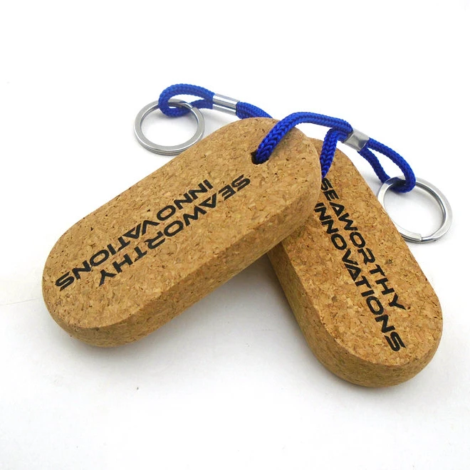 logo 50mm 35mm round 3d ball key ring with cork ball custom floating soft wooden cork ball keychain wood keychain cork keychain