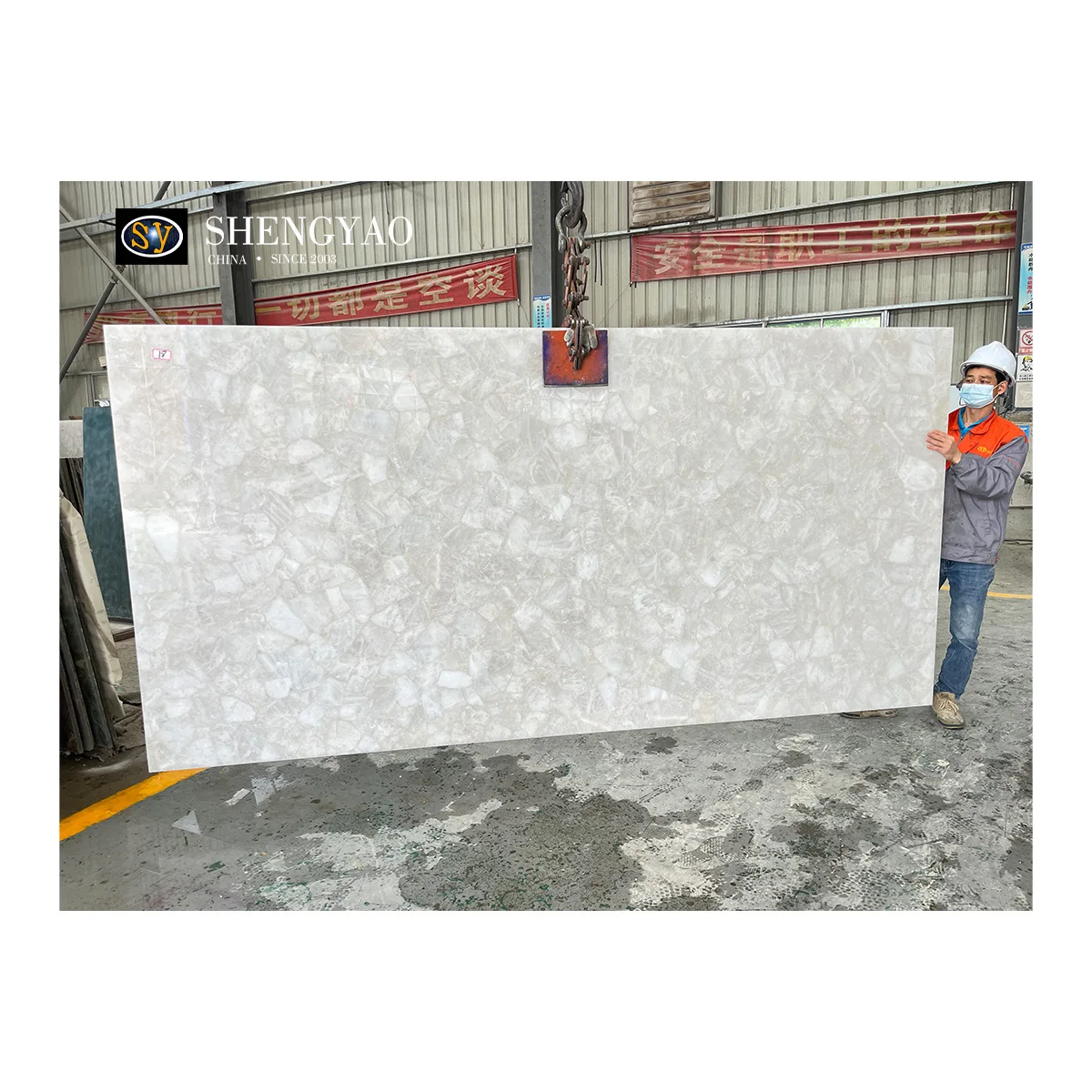 3200*1600*20mm Natural Large Size Semi Precious Stone Pure White Crystal Quartz Slabs