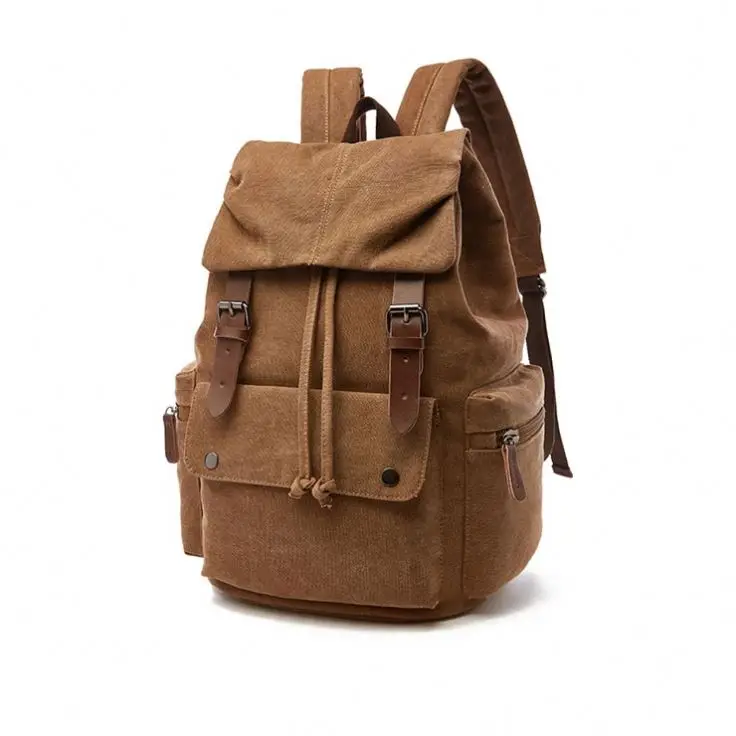 
cotton canvas drawstring backpack custom printed unisex travel backpack for teens 