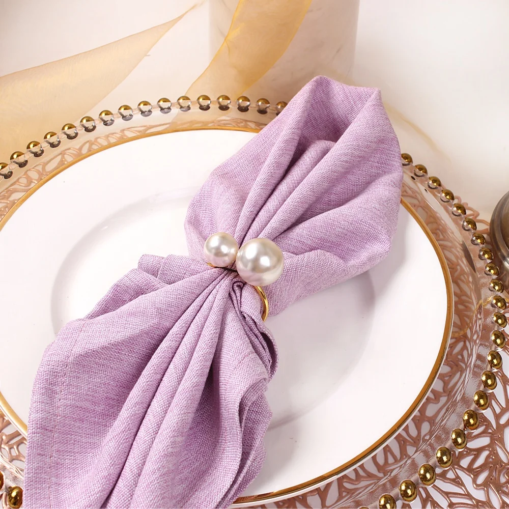 Cheap Bulk Holiday Table Setting Pearl Rings for Napkin Table Decoration