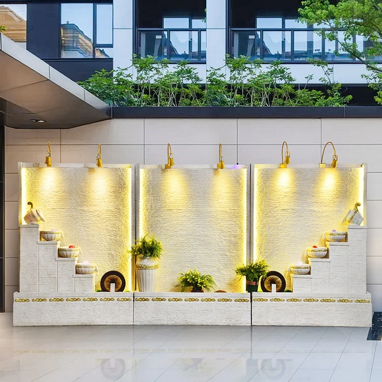 European Style Modern Waterfall Fountains Garden Decoration Indoor Hall Decor Fiberglass Outdoor Garden Water Fountain