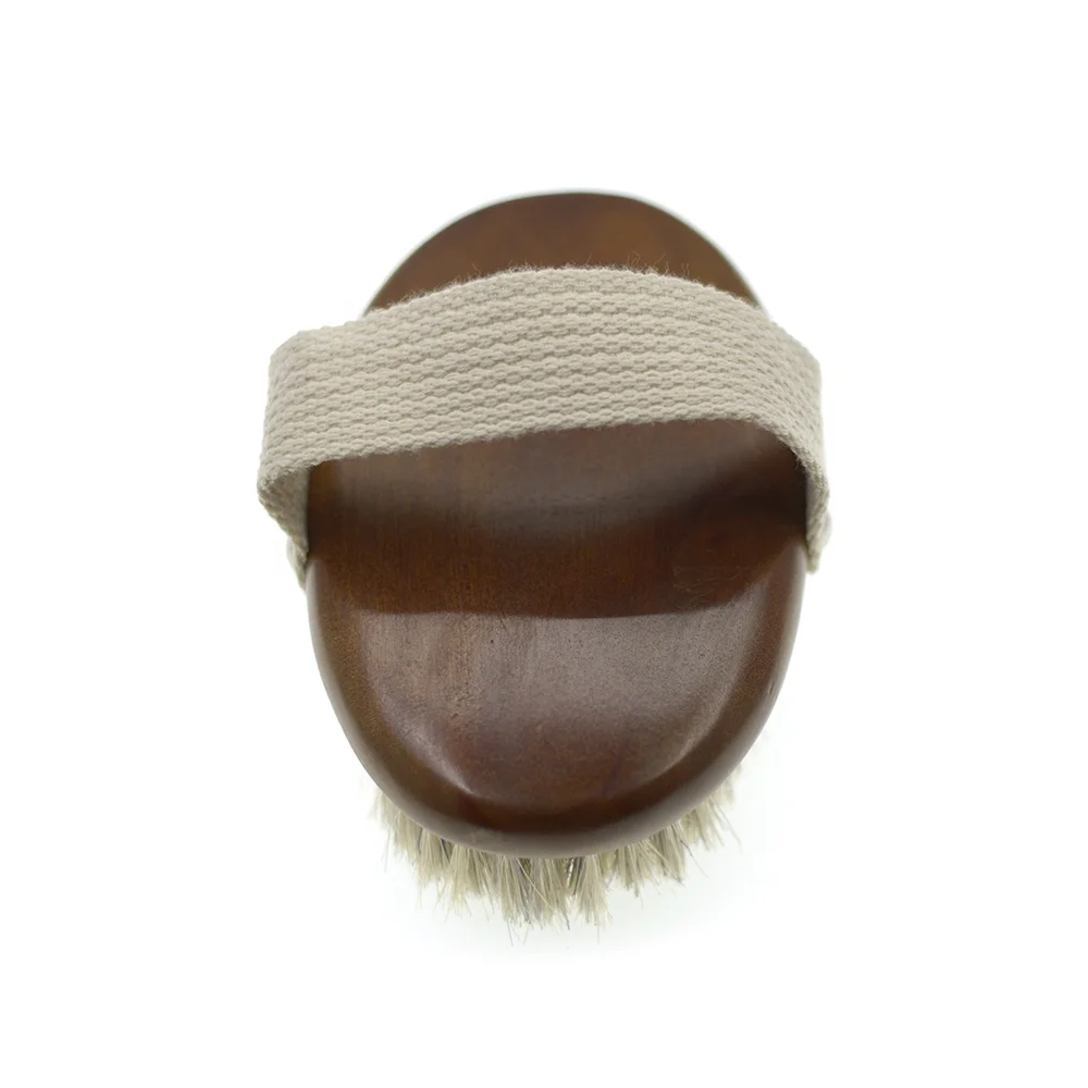 Роскошная щетка для сухого тела из коричневого дерева с натуральной сизальной щетиной