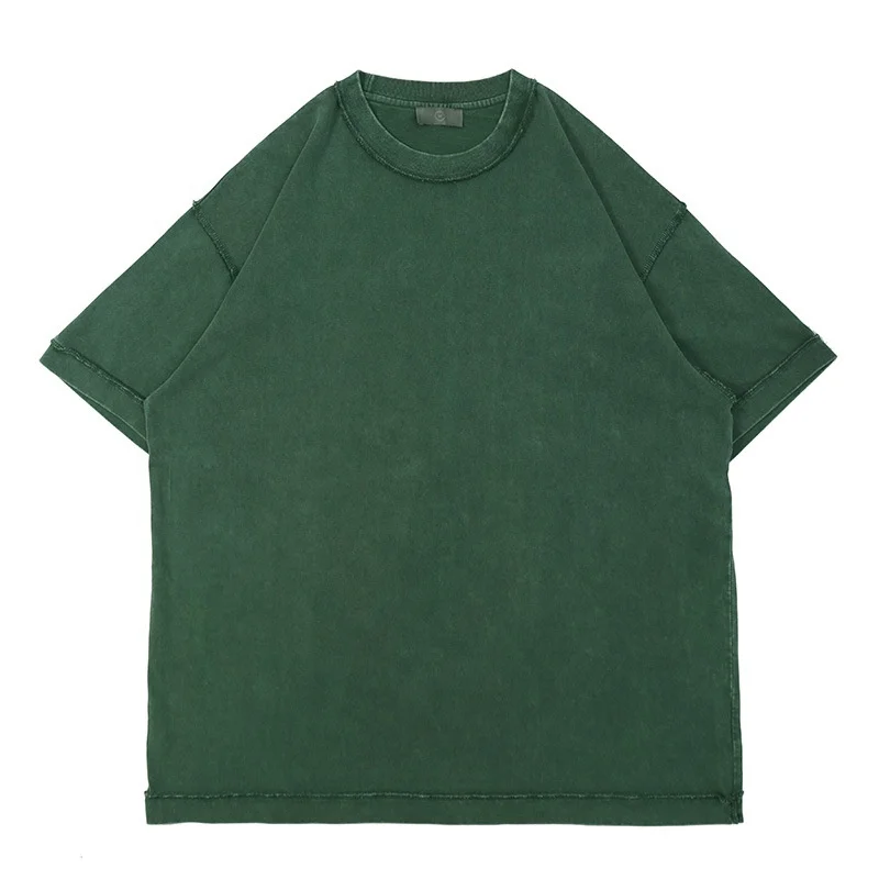 Fashion OEM Custom Washed Look T shirt Washed Cotton Mens Outfits Tshirt Vintage Mineral Wash T-shirt