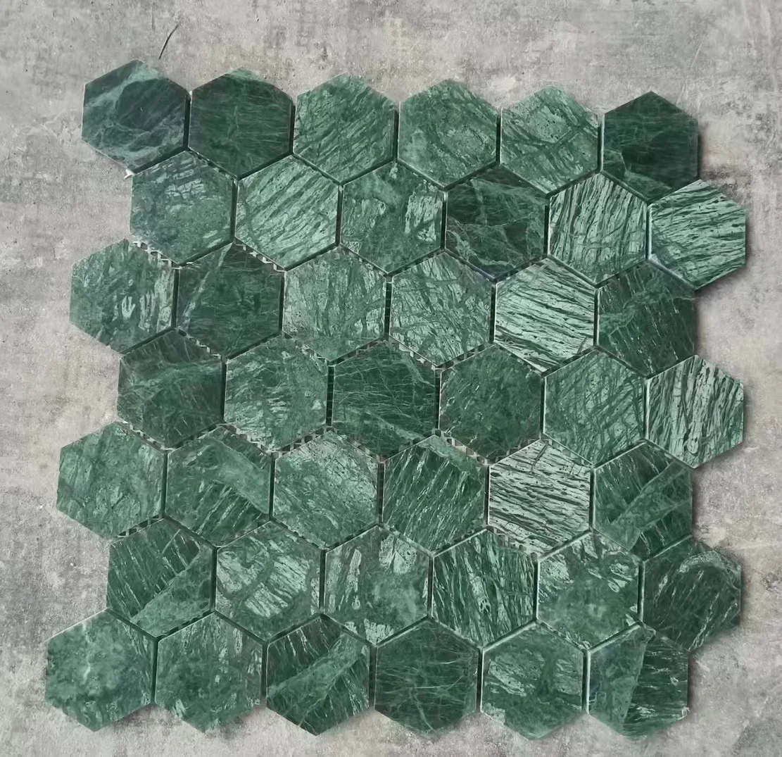 Green natural stone swimming pool mosaic tiles