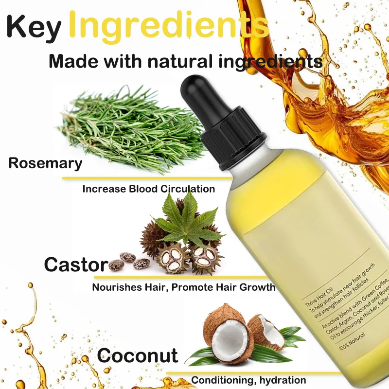 Professional Organic Fast Hair Regrowth Oil Best Anti Loss Rosemary Natural Hair Growth Serum Oil Private Label
