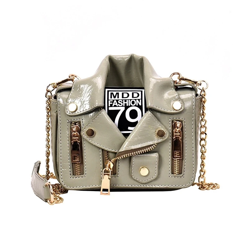 
2021 Trend Unique Bags Jacket Shaped Shoulder Jelly Crossbody Bag Handbags Moneybag Party Purse Red Pu Leather Chain Bag 