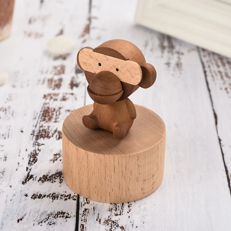 High quality wooden music box cute animal shape music box exquisite  gift toy music box