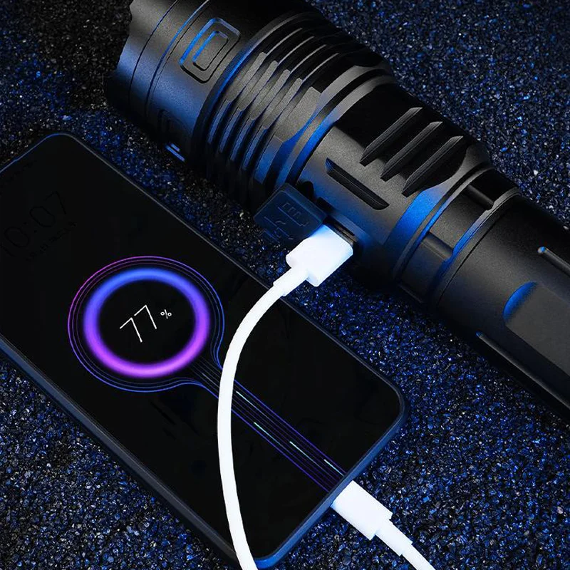 100000 High Lumens Rechargeable LED Flashlight Waterproof Tactical Handheld Large Flash Light Cob Light Source IP65 Emergencies