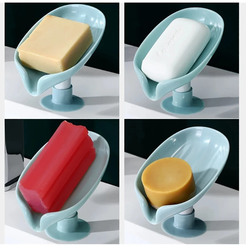 The New Creative Leaf Punch-free Standing Suction Cup Bathroom Storage Laundry Soap Box