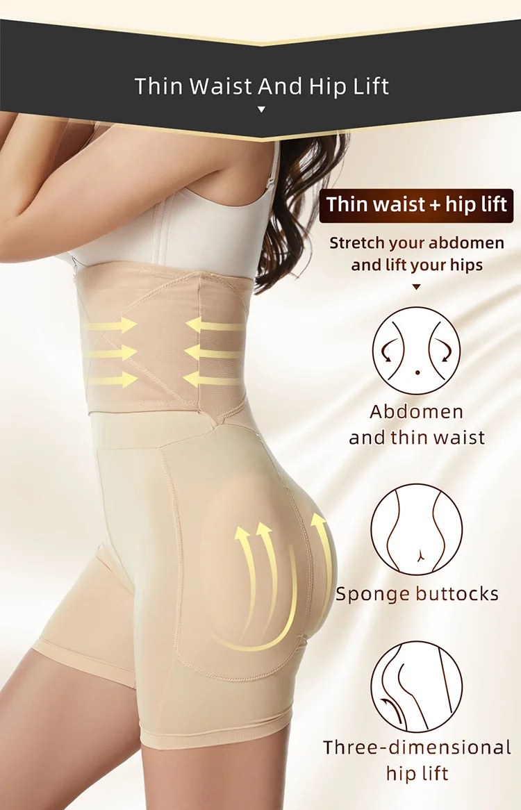 Factory Price Women Fajas Colombianas Colo Invisible Tummy Control Body Shaper Hip Padding Shapewear Butt Lifter Shorts