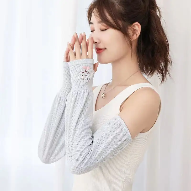 Support Sample Manufacturer Summer Sun-proof Breathable Polyester Rabbit Thin MittensFor Women