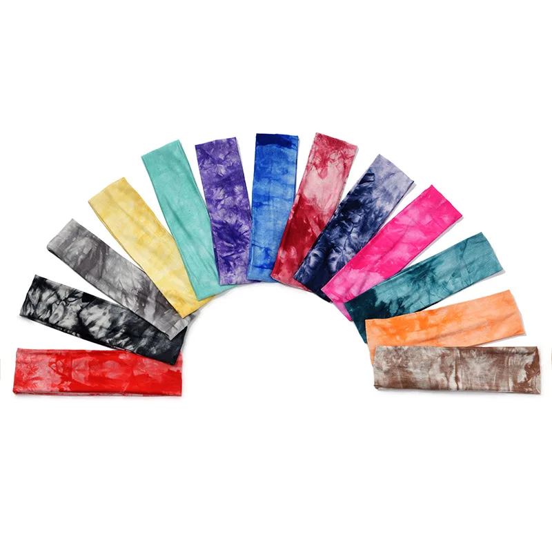 New Women Summer Head Band Cotton Yoga Gym Hair Band Elastic Sweat Sport Hair Bands Tie Dye Print Hoop Hairbands