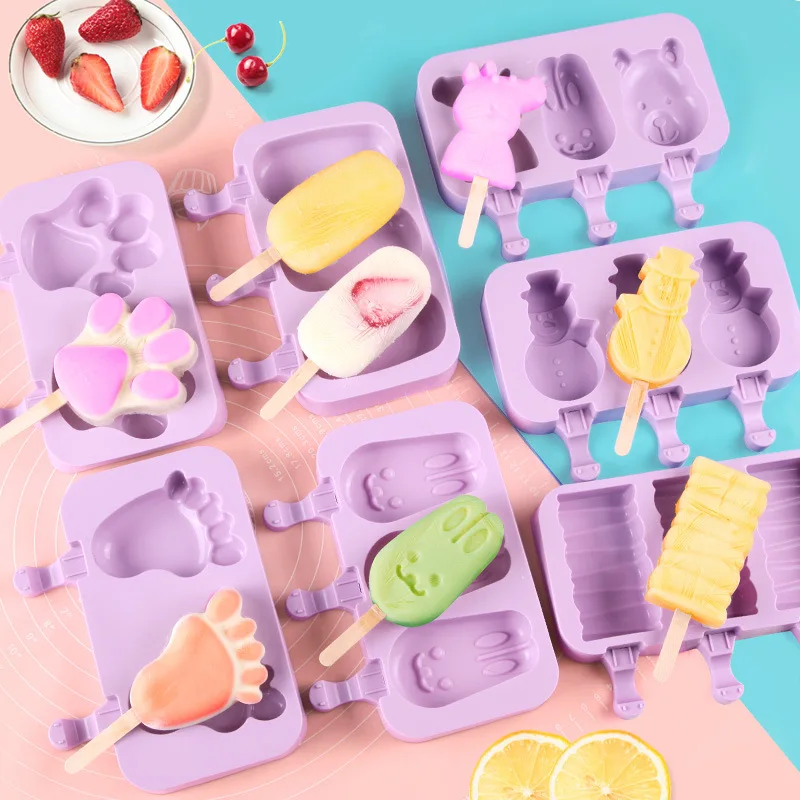 Hot Selling Silicone Ice Cream Maker Mold Popsicle Mold Ice Pop Mold Silicon Novelty With Lid Ice Mould Home Kitchen Tools