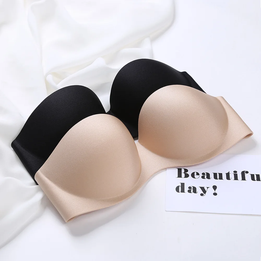 In Stock Women Sexy Seamless Big Bust Cup Invisible Support Strapless Lift Tube Bra With Underwire