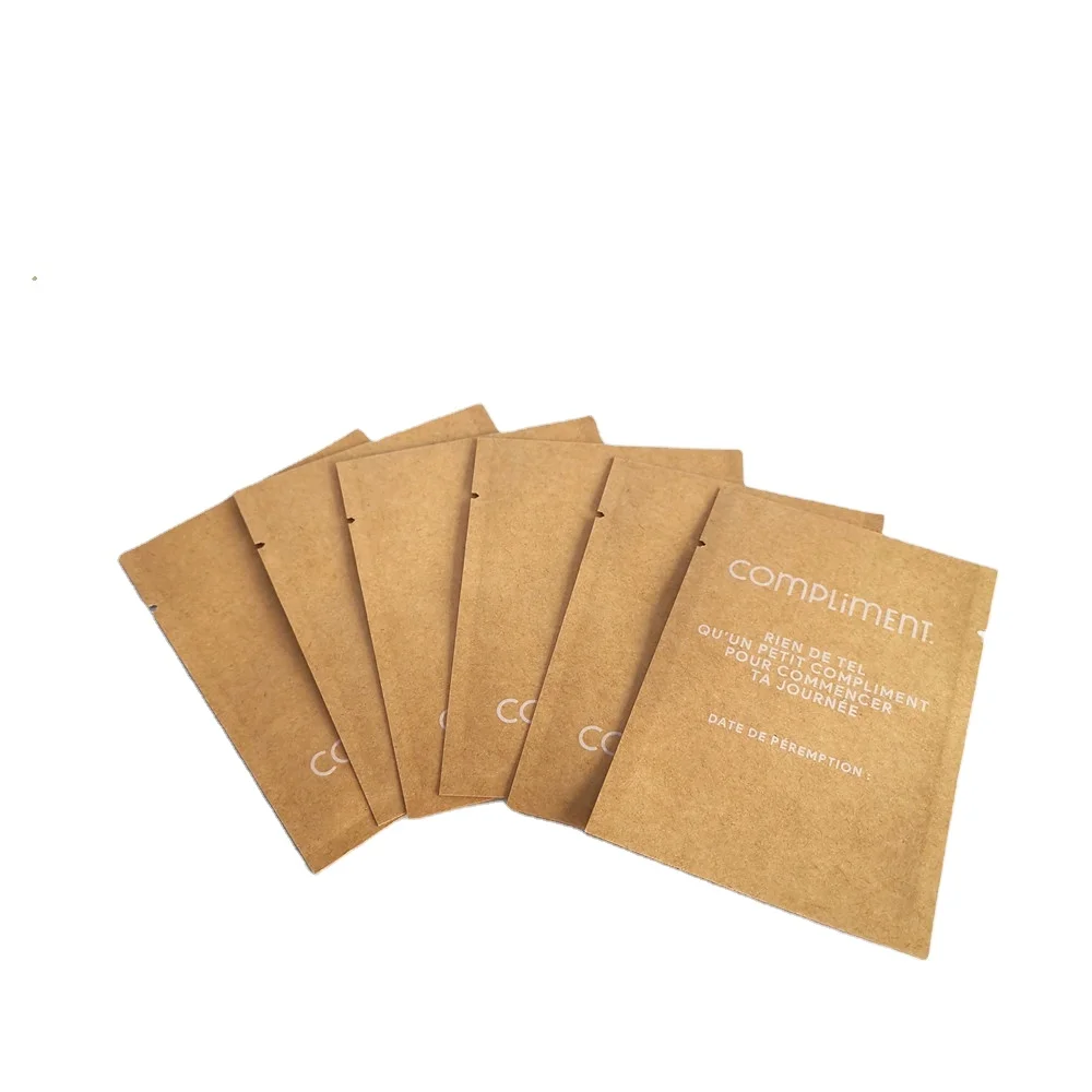 Custom printing biodegradable ziplock bag small sachet with logo printing for powder kraft paper bags for tea sample bags