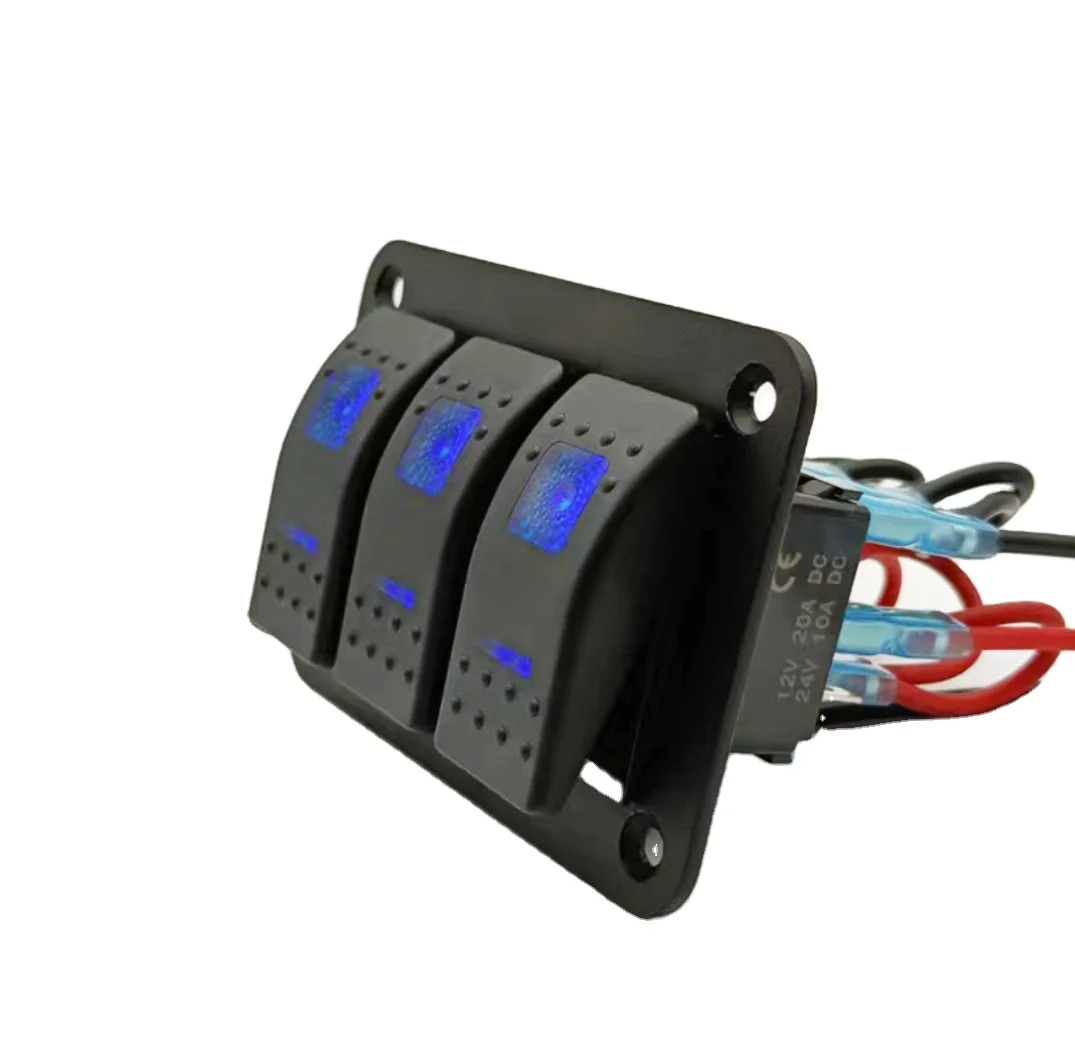RV Boat Panel Switch 3 Gang Panel Switch 5P for Boat Refitted Vehicle RV SUV ATV