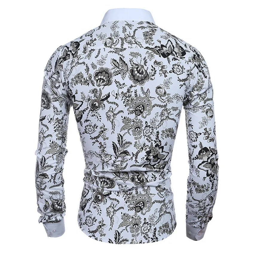 Printing Casual Slim Fit Hawaiian Shirts Men Flower Long Sleeve Full Summer OEM Service Adults Floral Fashionable Cotton Shirt