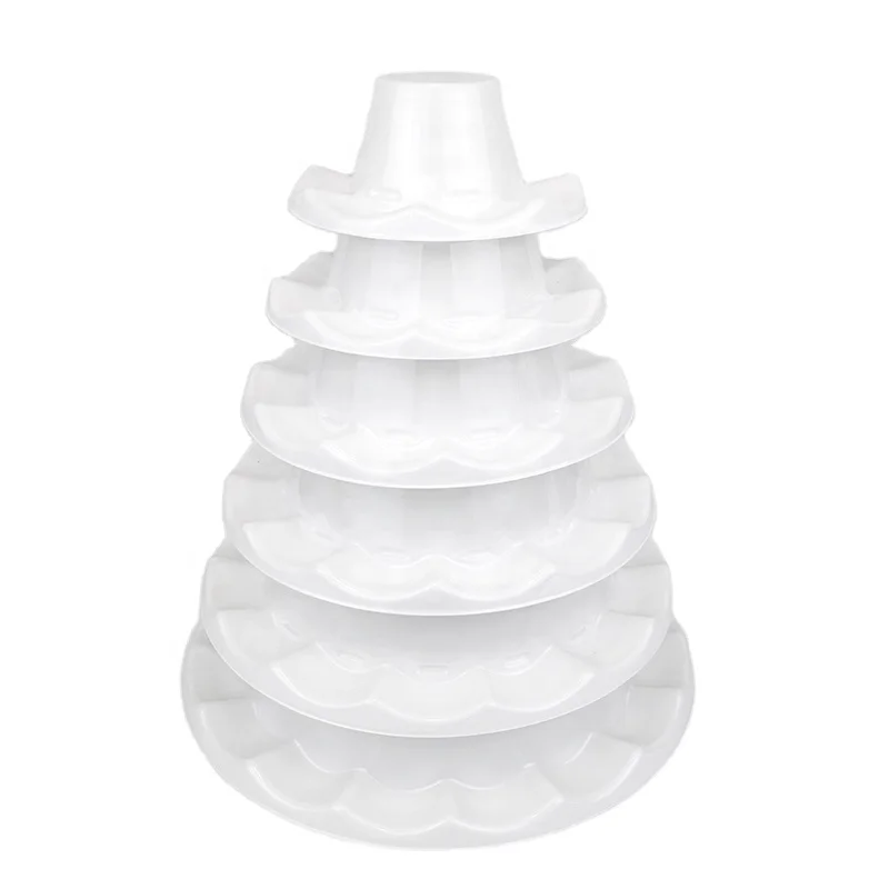 Custom 6 tiers macaron tower white PET plastic macaron cookie display stand