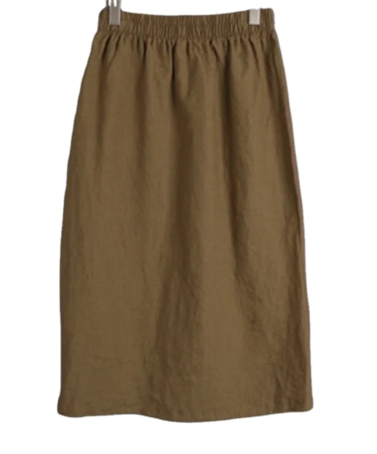 
New Ladies Fashion Stretch Waist Linen Skirt Straight Casual Skirt 2021 Hot Recommendation 