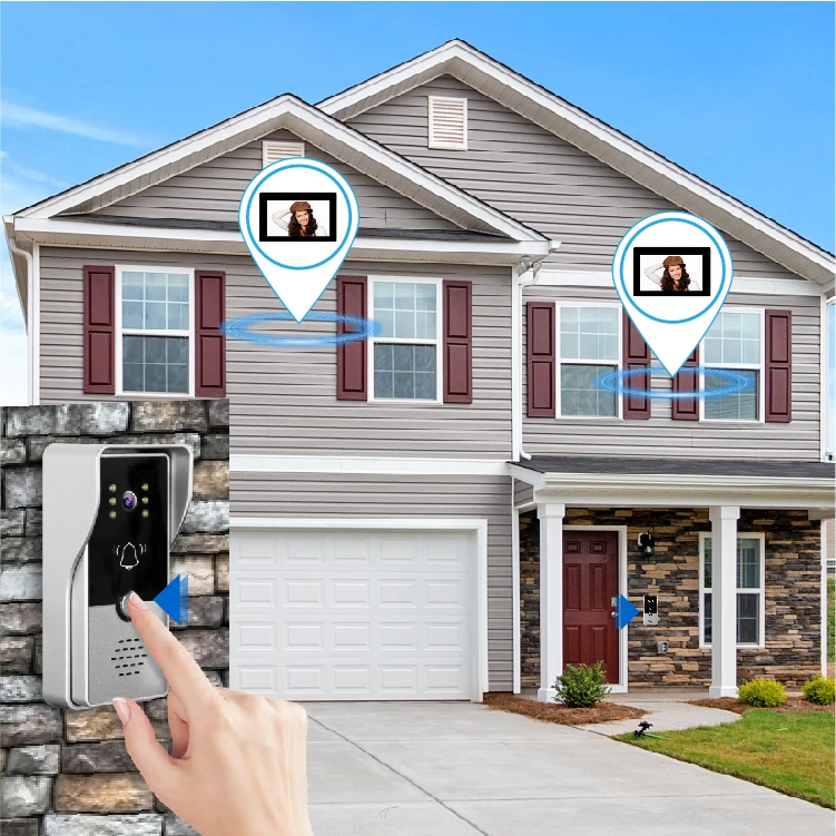 Customizable CE FCC ROHS Smart Home Security  Night Vision 4-wire Video Intercom Door Bell Video Camera Door Phone For Villa