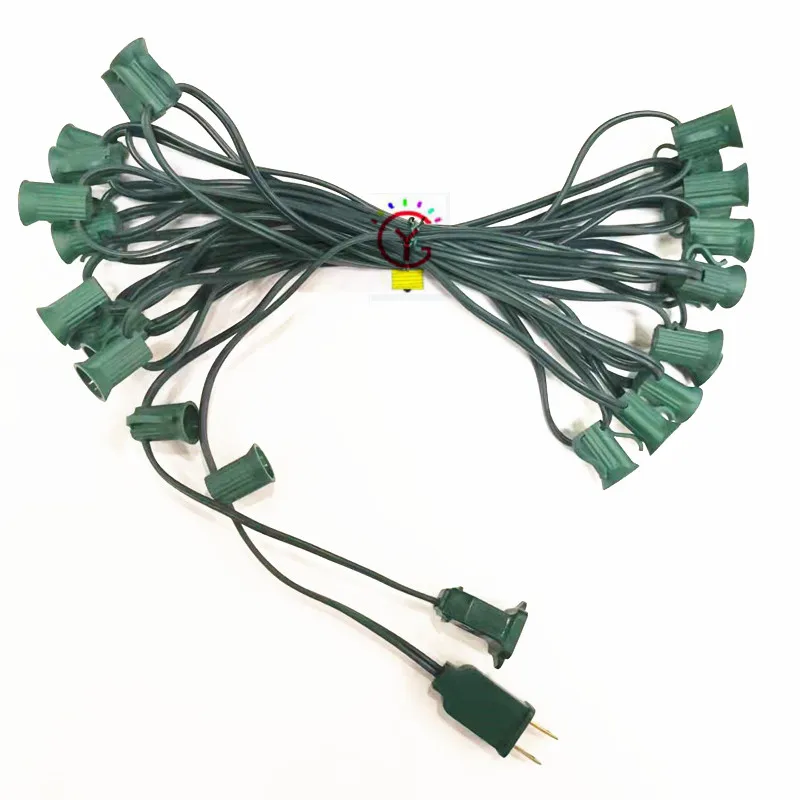 25ft E12 C7 light stringer 12 inches spacing outdoor string light cord with 25 sockets