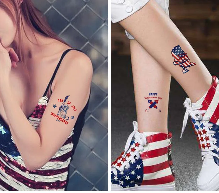 10 Sheets Independence Day Decoration Party Supplies Flags Temporary Tattoos