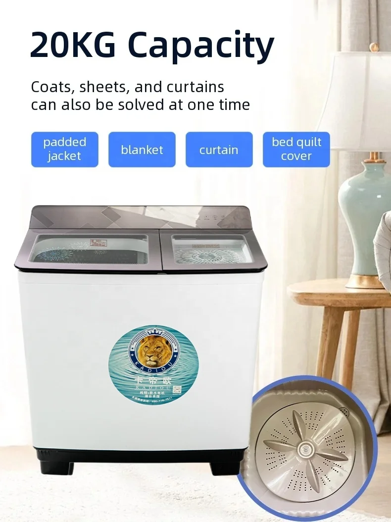 Multi-child Families Semi-Automatic Washing Machine Double Bucket Washing Machine 20 Kg Stainless Steel