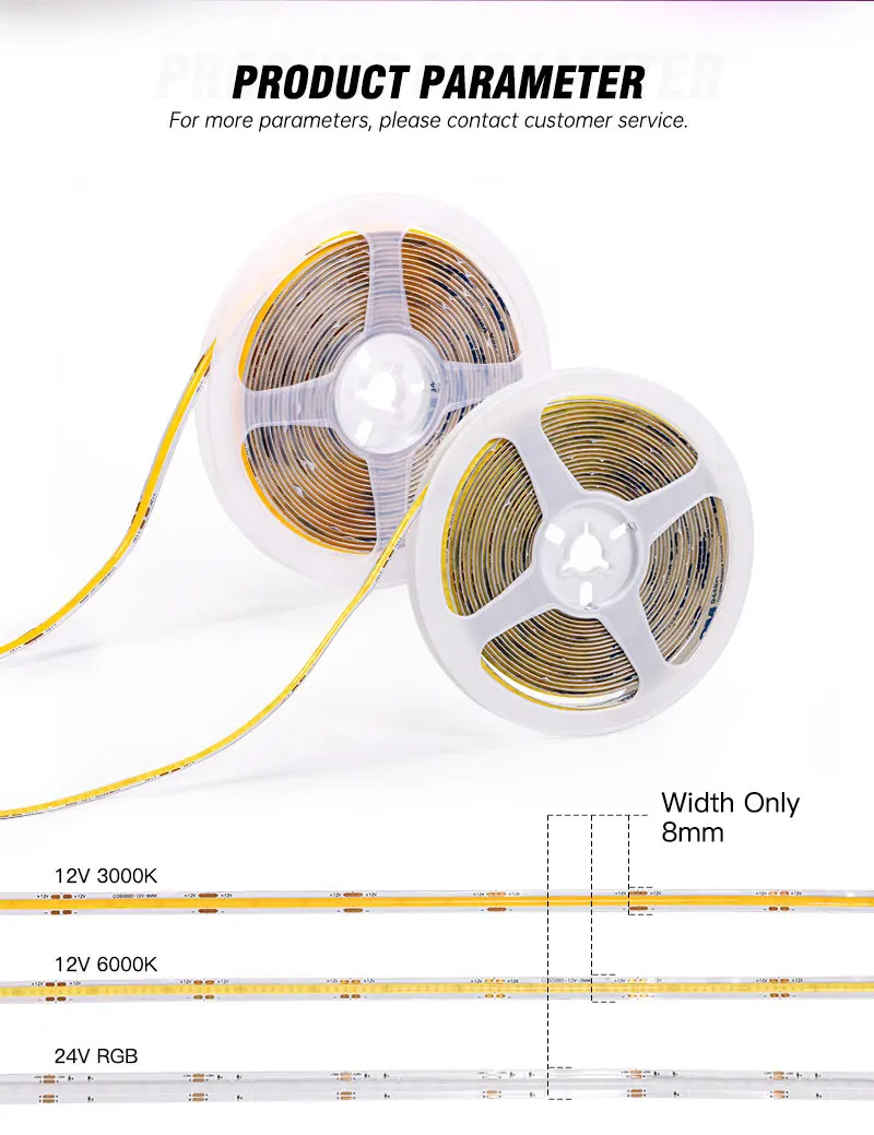CCT zigbee RGB RGBW cob led strip light 24v 12V outdoor led strip light flexible waterproof led light strip with remote control