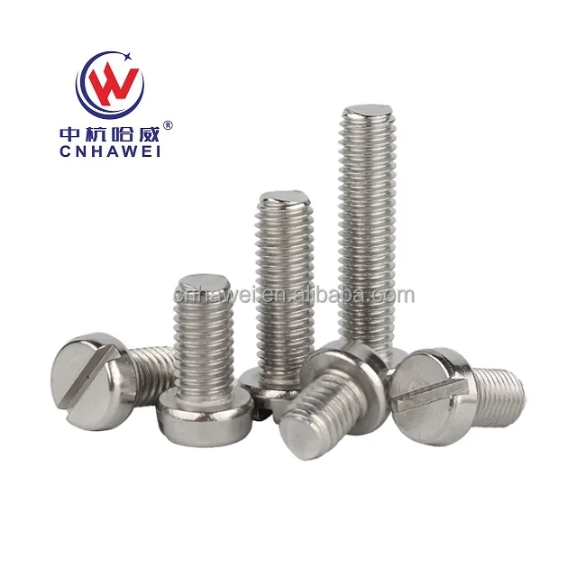 SS304/SS316 Slotted Cheese Head Screw Coarse Thread ISO 1207 Aluminium Nickel Material Various Sizes Lengths Oval Wafer M7 M16