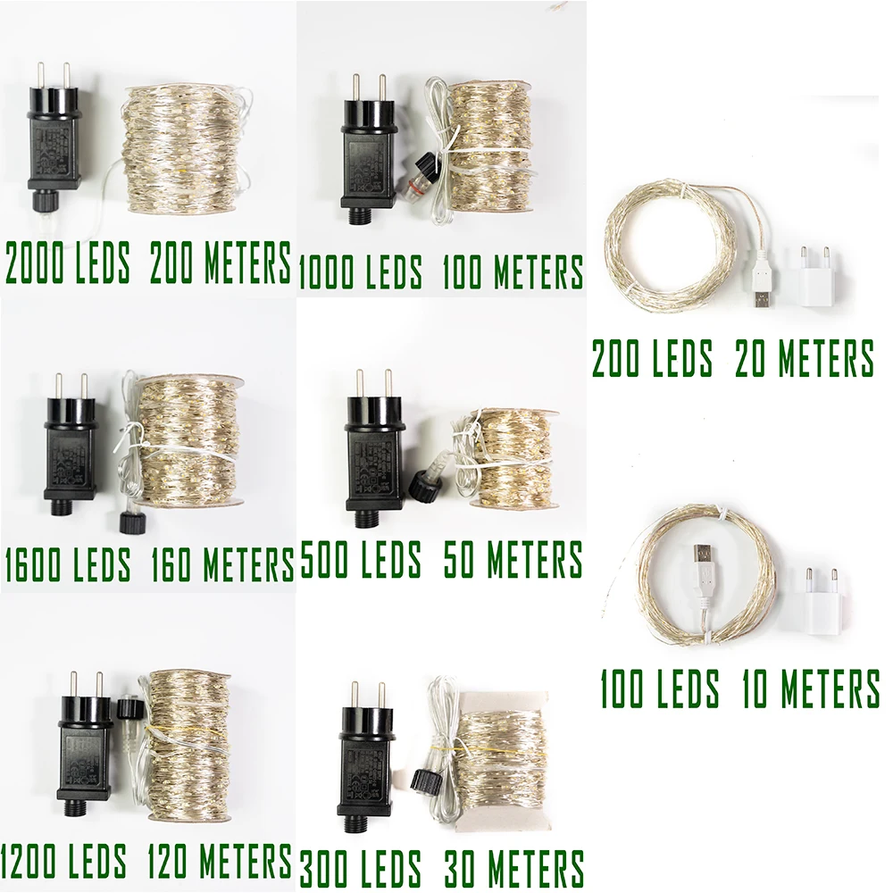10M-200M LED String Lights Garland Street Fairy Lamps Christmas Outdoor Waterproof For Patio Garden Home Tree Wedding Decoration