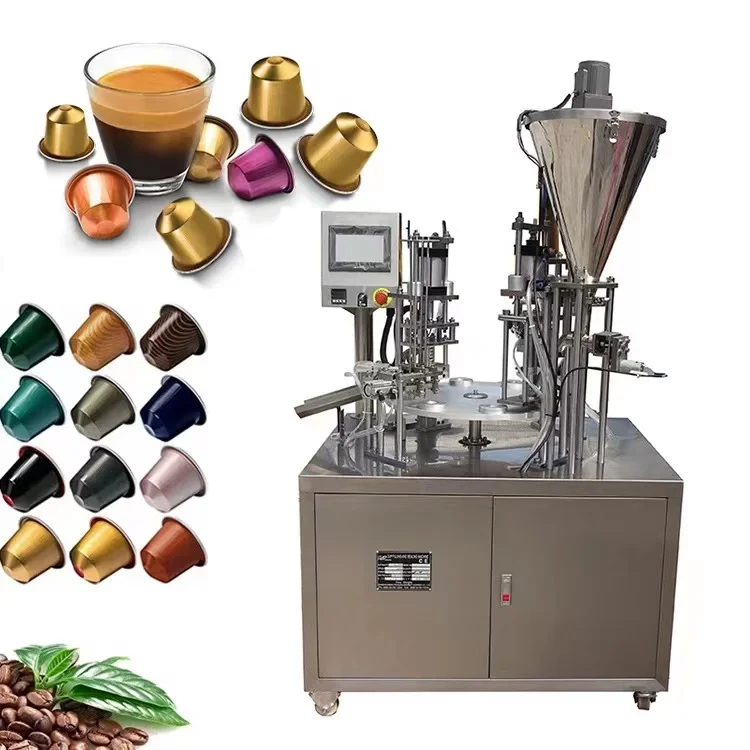 Biaozan Automatic Rotary Nespresso Capsule Coffee Powder Mini Cup Filling and Sealing Machine
