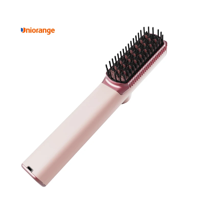 Portable USB Rechargeable Cordless Men Beard Hair Straightener Brush Mini Wireless 2 in 1 Hot steam Hair Straightener Comb