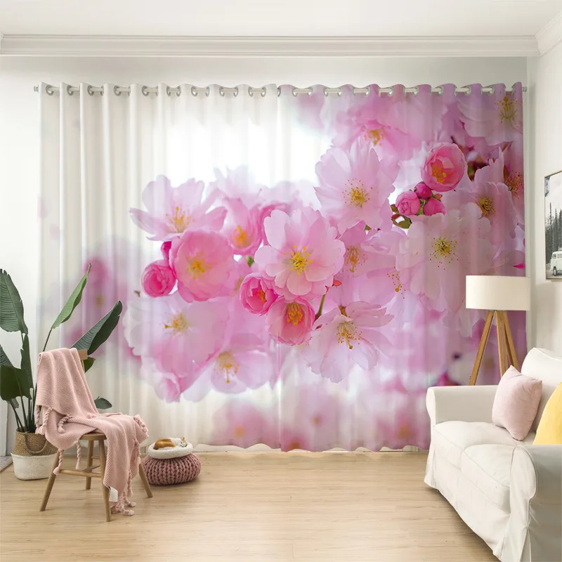 High Quality European style luxury 3D photo print Blackout window Curtain for living room