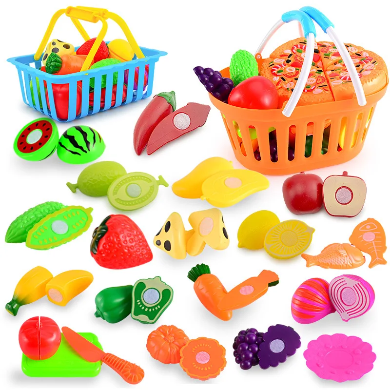Hot selling Kitchen toys Cooking sets Plastic fruit and vegetable toys Hand baskets Girls kitchen food toys