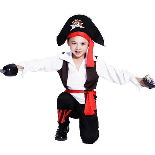 Pirates of the Caribbean Halloween costume for children Pirate Captain Cosplay domineering boy pirate costume