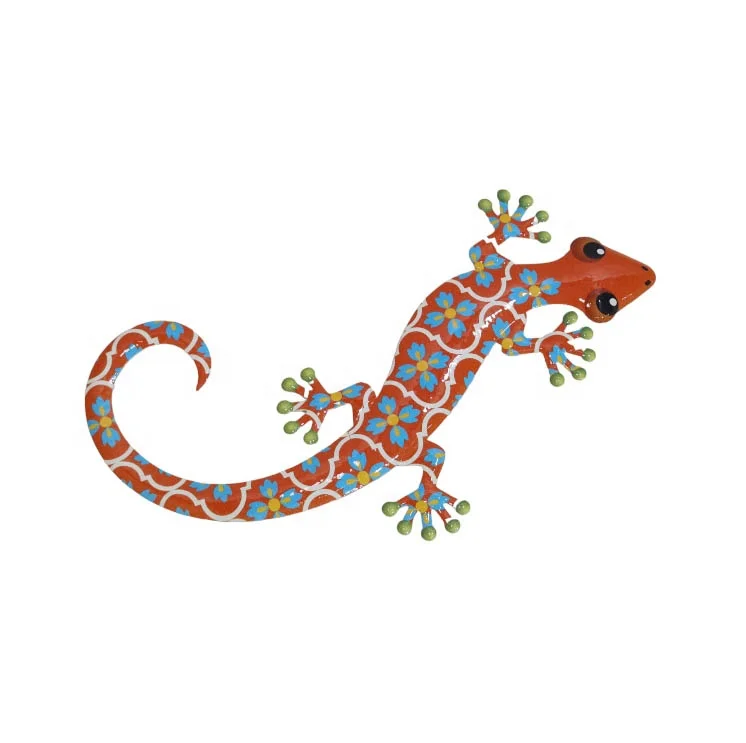 Iron Art Gecko Ornaments Metal Lizard Art Sculpture Wall Fence Hanging Decor