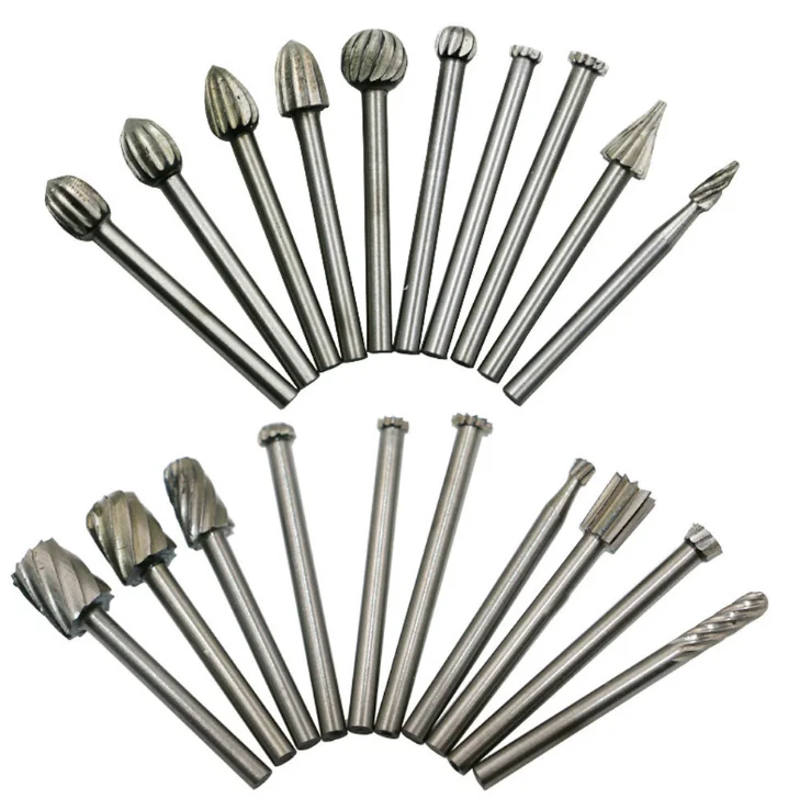 20Pcs 3MM high speed steel Woodworking Rotary Burr Set File Rasp Drill Bit for Wood Carving