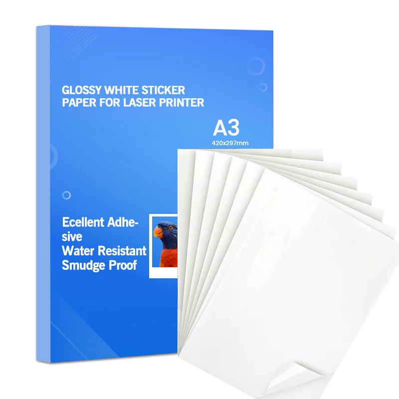 AA Grade waterproof adhesive printing glossy matte label vinyl blank sheets die cut barcode sticker paper a4 for laser printer