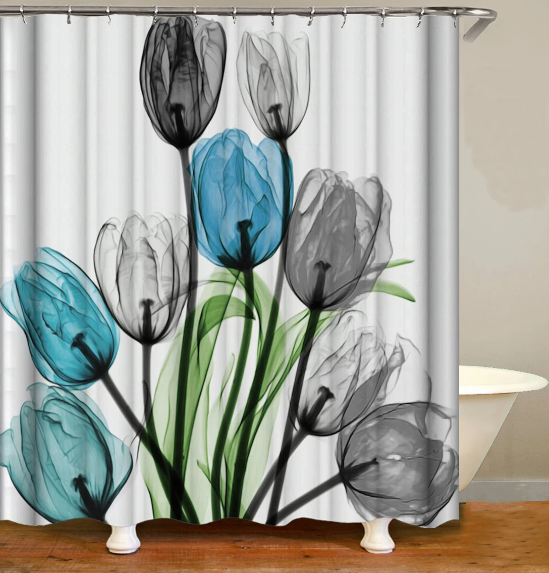 i@home home goods purple lavender designer prints flower washable bathroom shower curtains polyester