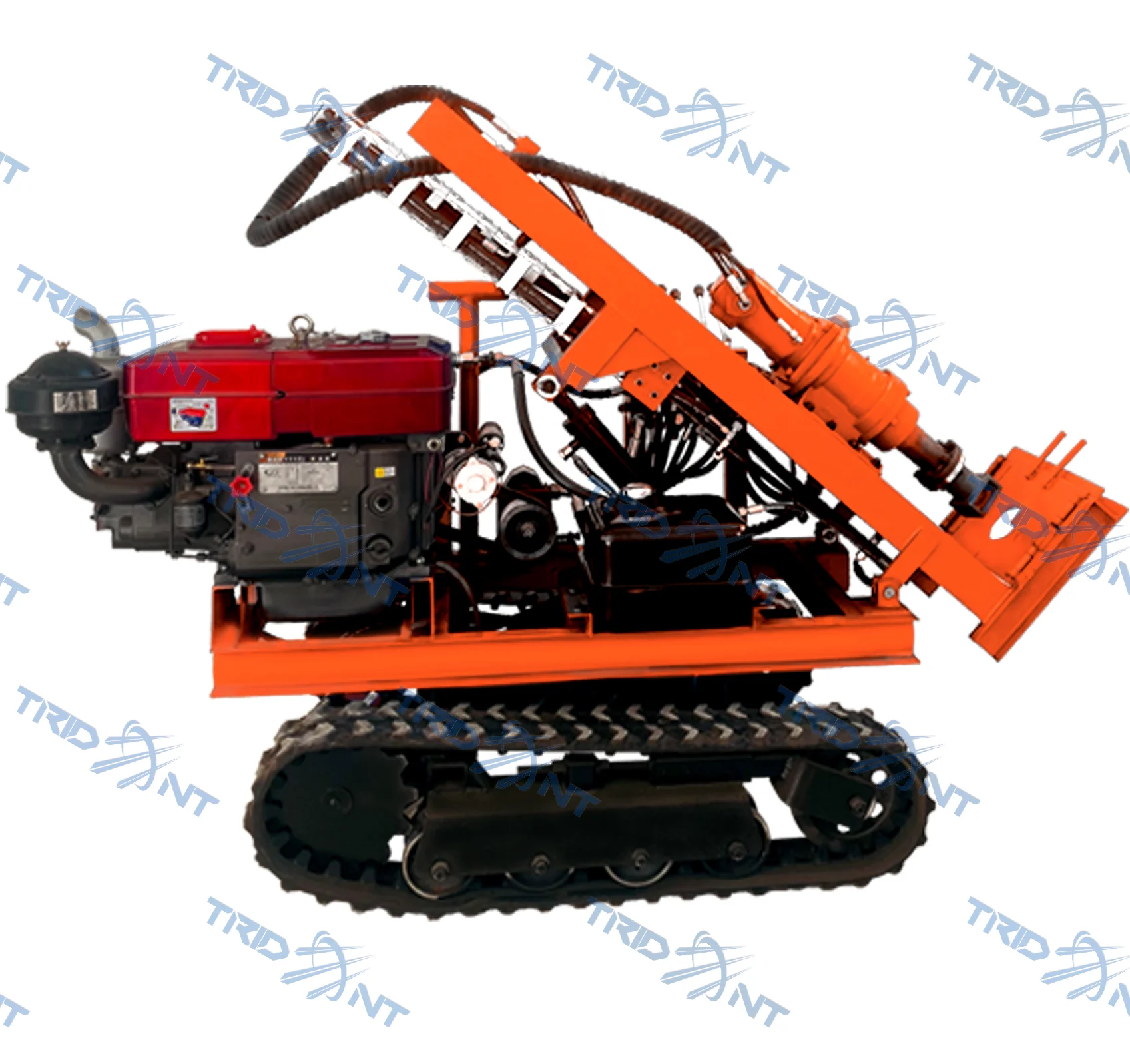 small crawler track hydraulic drilling rig22HP 35HP hydraulic pneumatic type  Engineering rubber trackchassis DTH drilling rig