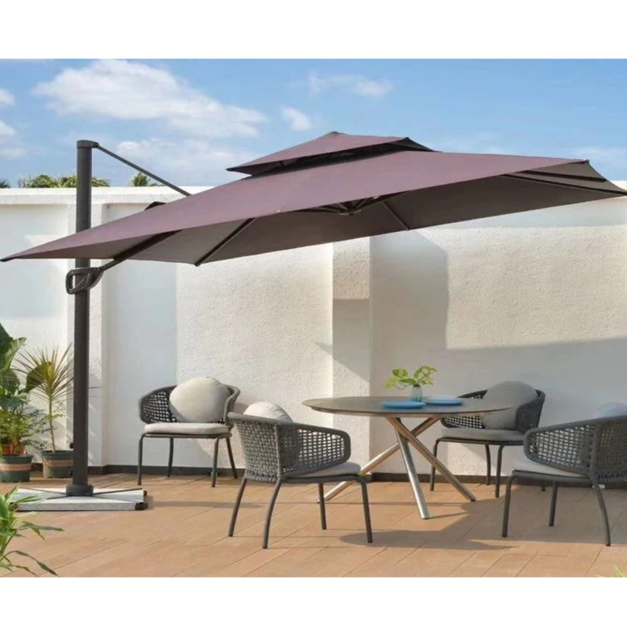 High Quality Outdoor Work Big Hotel Customized Tent White Scalloppatio Led Light Parasol Umbrella for Patiowhite Large