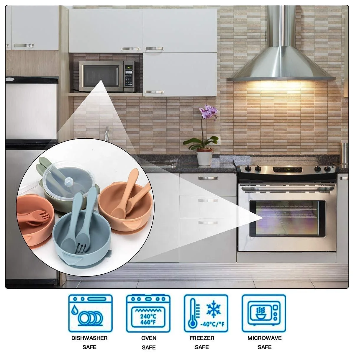 New Design Custom Food Grade Bpa Free Eco Small Baby Bowls Feeding Set Silicone Suction Baby Food Bowl With Lid  For Baby