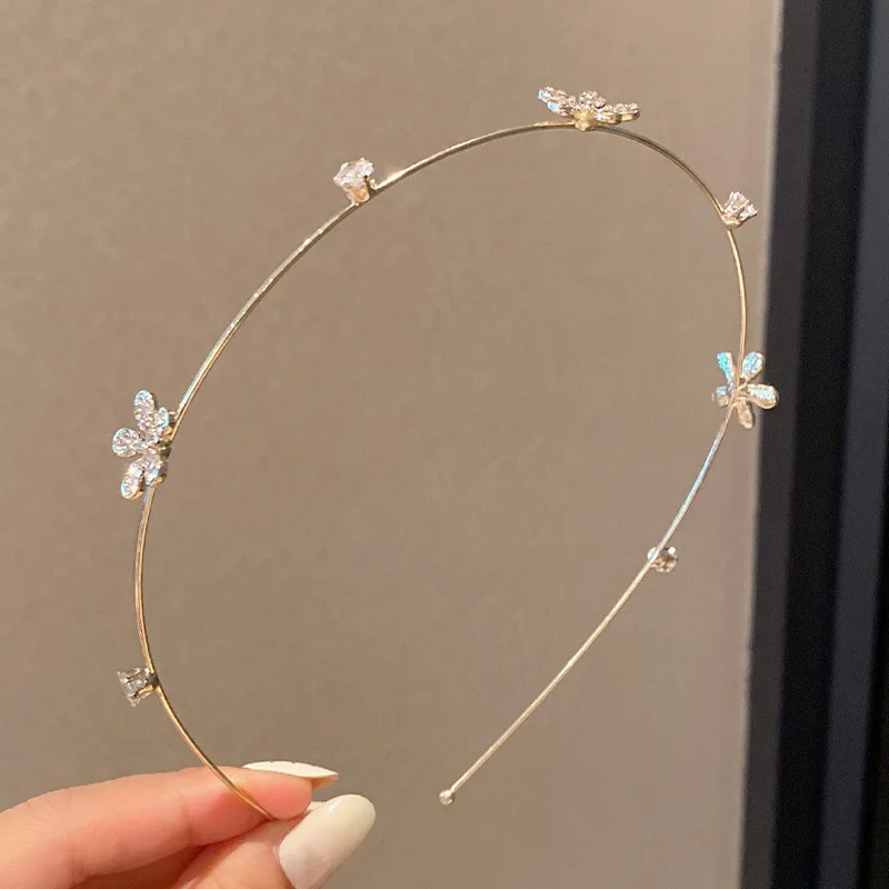 Korean fashion women metal wire headband bling glitter metal wire headband 2024 hot sale female hairbands hair accessories