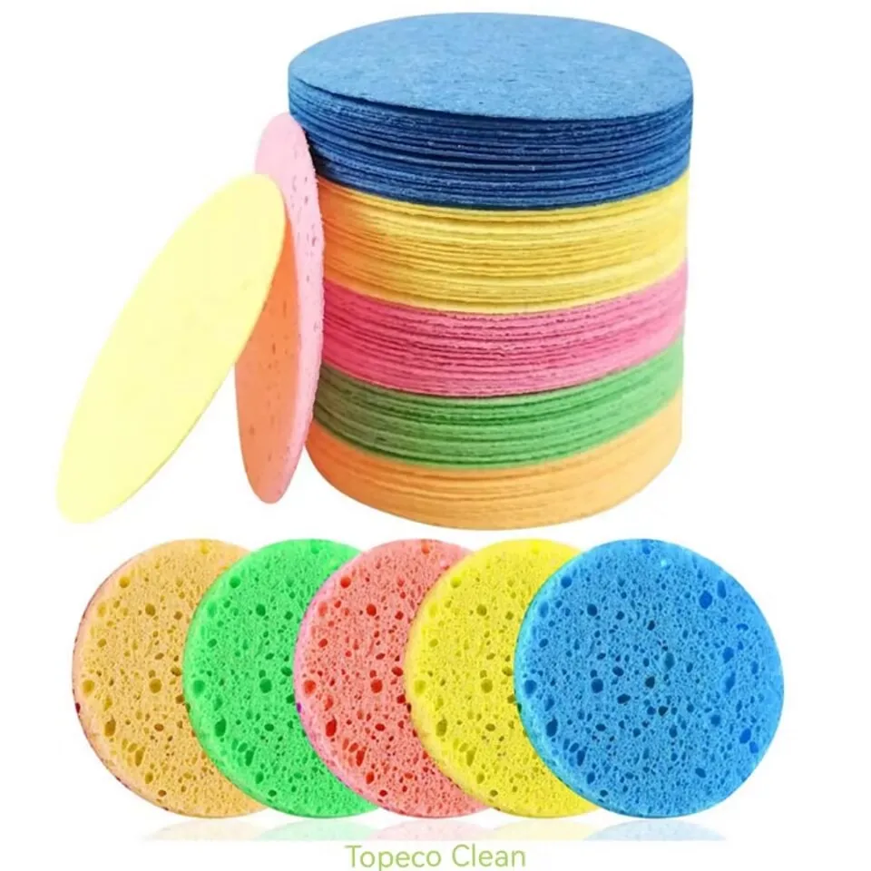Высококачественная Очищающая губка Topeco, стеклоочищающая губка, сжатая целлюлозная губка для лица