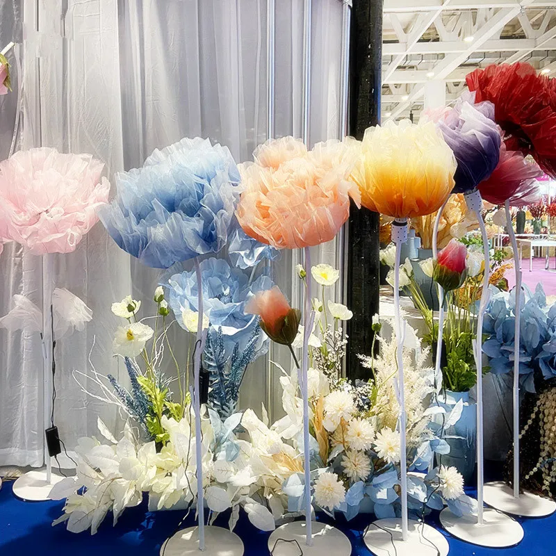 E-GF Hot Sale  Customized Wedding Party background stage decoration Large Flower Paper silk Artificial Giant flowers