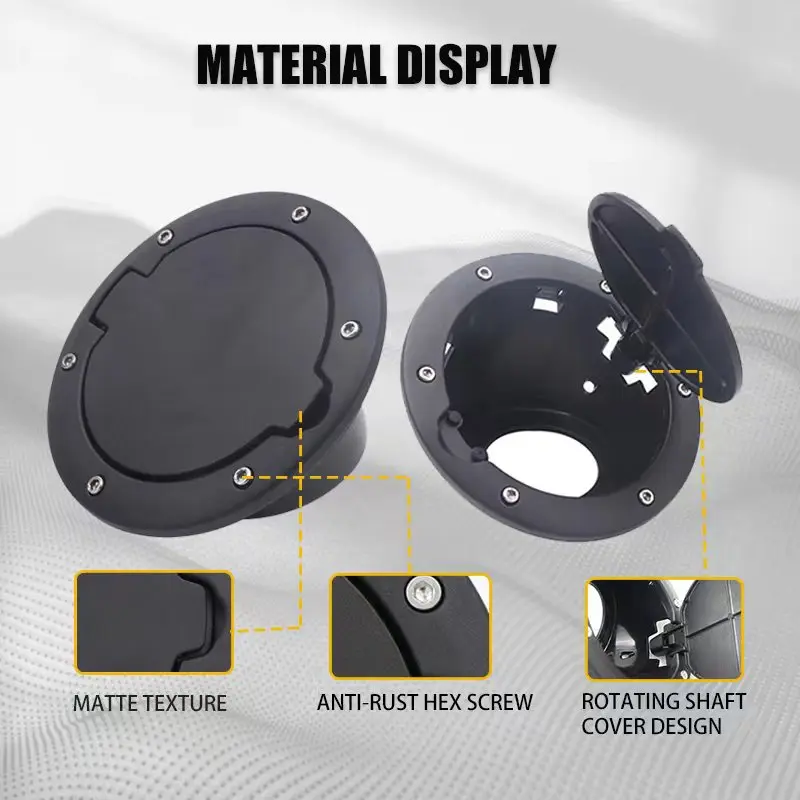 Easy Installation ABS Black Gas Cap Cover Fuel Tank Door for Jeep Wrangler JK & Unlimited 2007-2018 2/4 Door