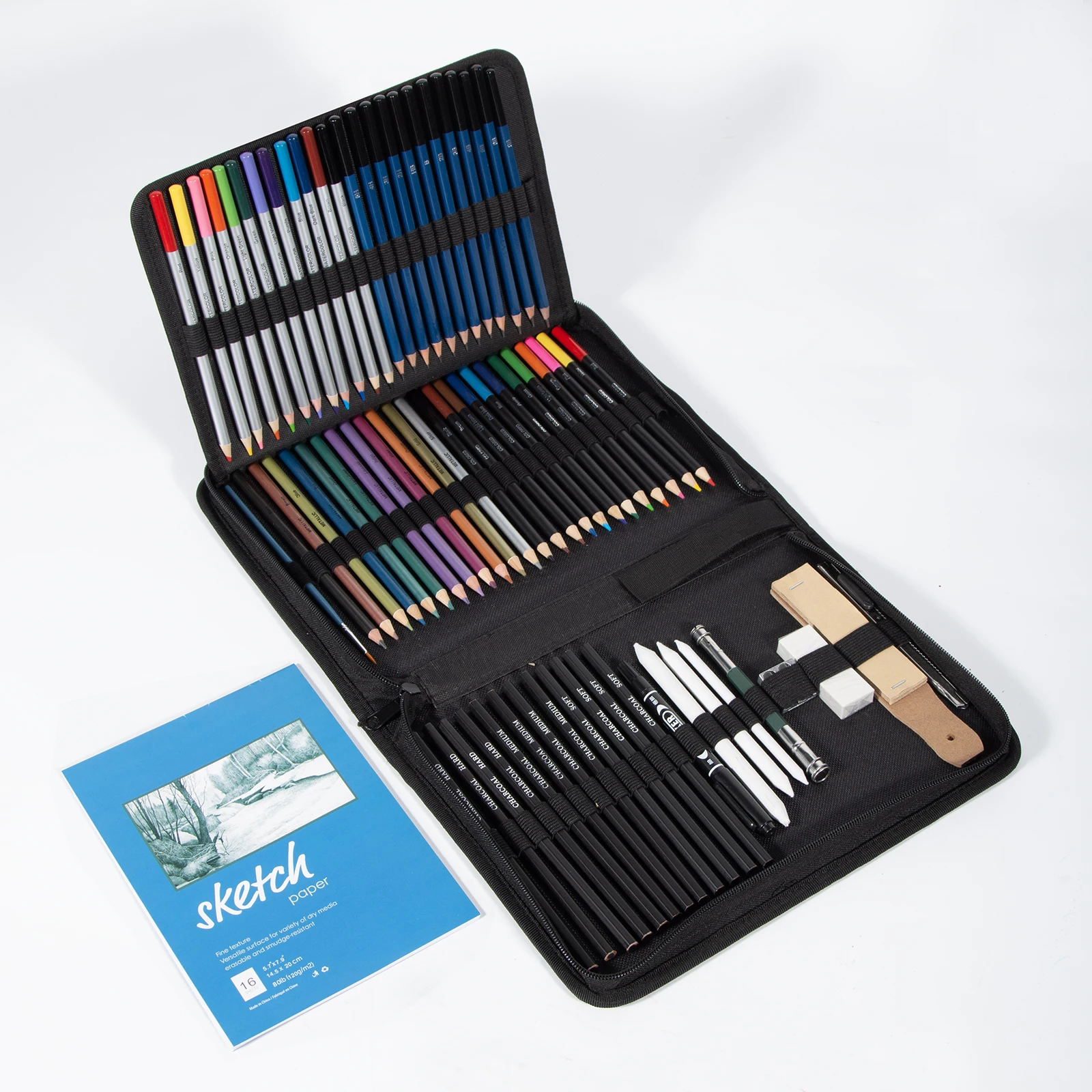 Professional 71pcs Assorted Sketching Pencil Charcoal Pencil Color Pencil Mixed Media Drawing Set