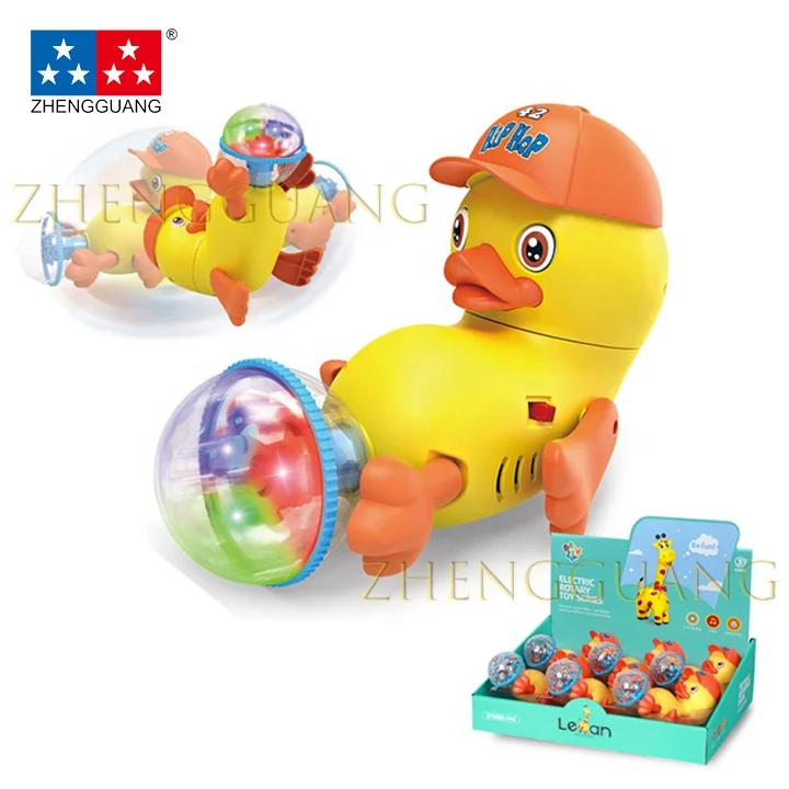 Zhengguang Toys Hot Selling Kids Christmas Gifts Electric Stunt Rotation Duck Cool Flashing Light Up Spinning Toys