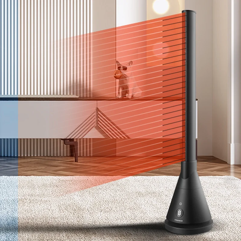 Air Circulation Tower Fan Saa Ce Certificate Ptc Heating Bladeless Fan Voice Control Air Portable Cooler&Heater Fan