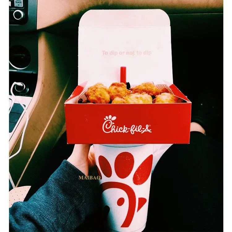 Disposable 2 in 1 drink and snack cups fries fried chicken divider paper cone juice takeaway cup food container cup with straw